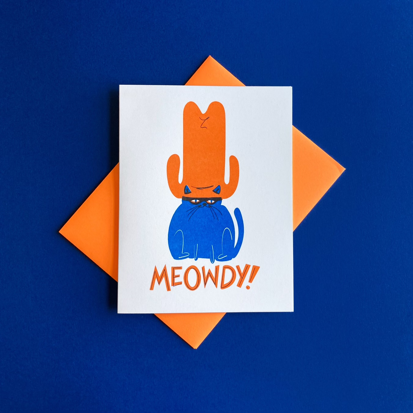 Pier Six Press - Meowdy Cat - Fun Risograph Greeting Card