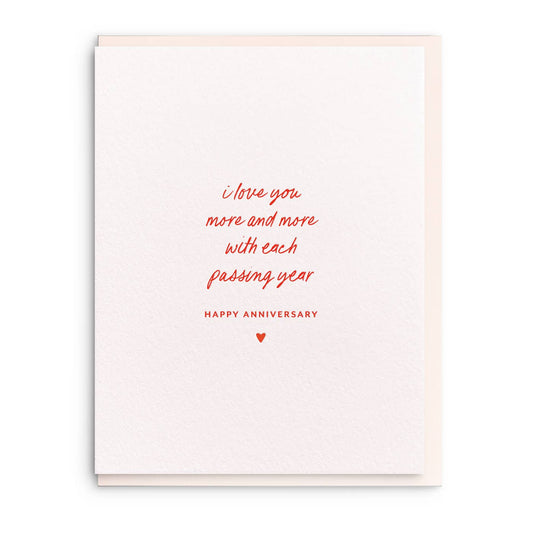 Dahlia Press - Each Passing Year, Letterpress Anniversary Card