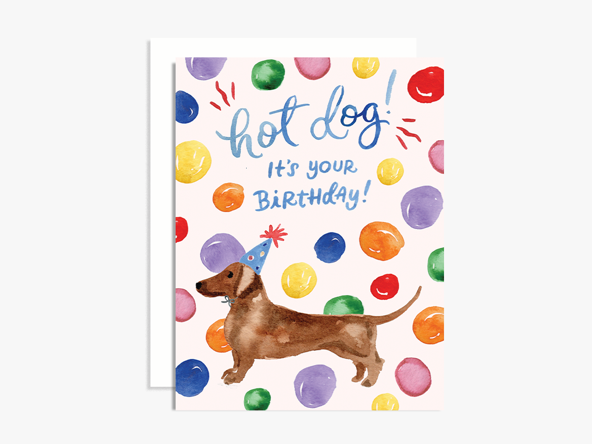 The Scribblist - Hot Dog It's Your Birthday Watercolor Greeting Card