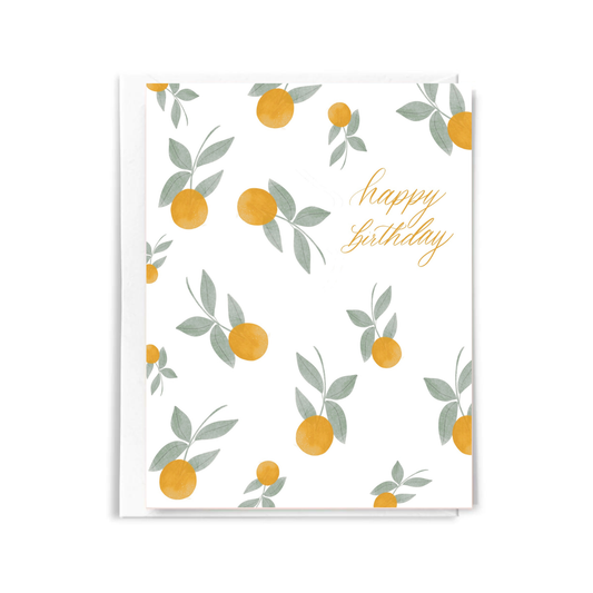 JJ Paperie & Co - Citrus Happy Birthday Card | Watercolor Birthday Card