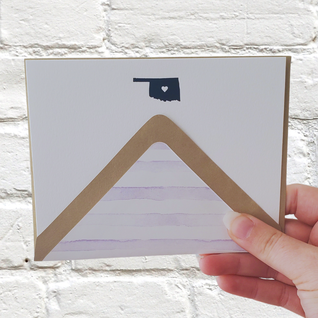 Oklahoma Navy Foil Flat Notecard Set