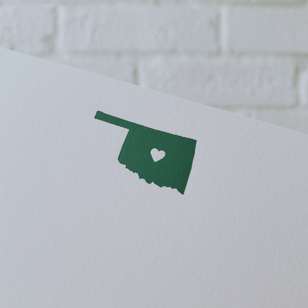 Oklahoma Green Foil Flat Notecard Set