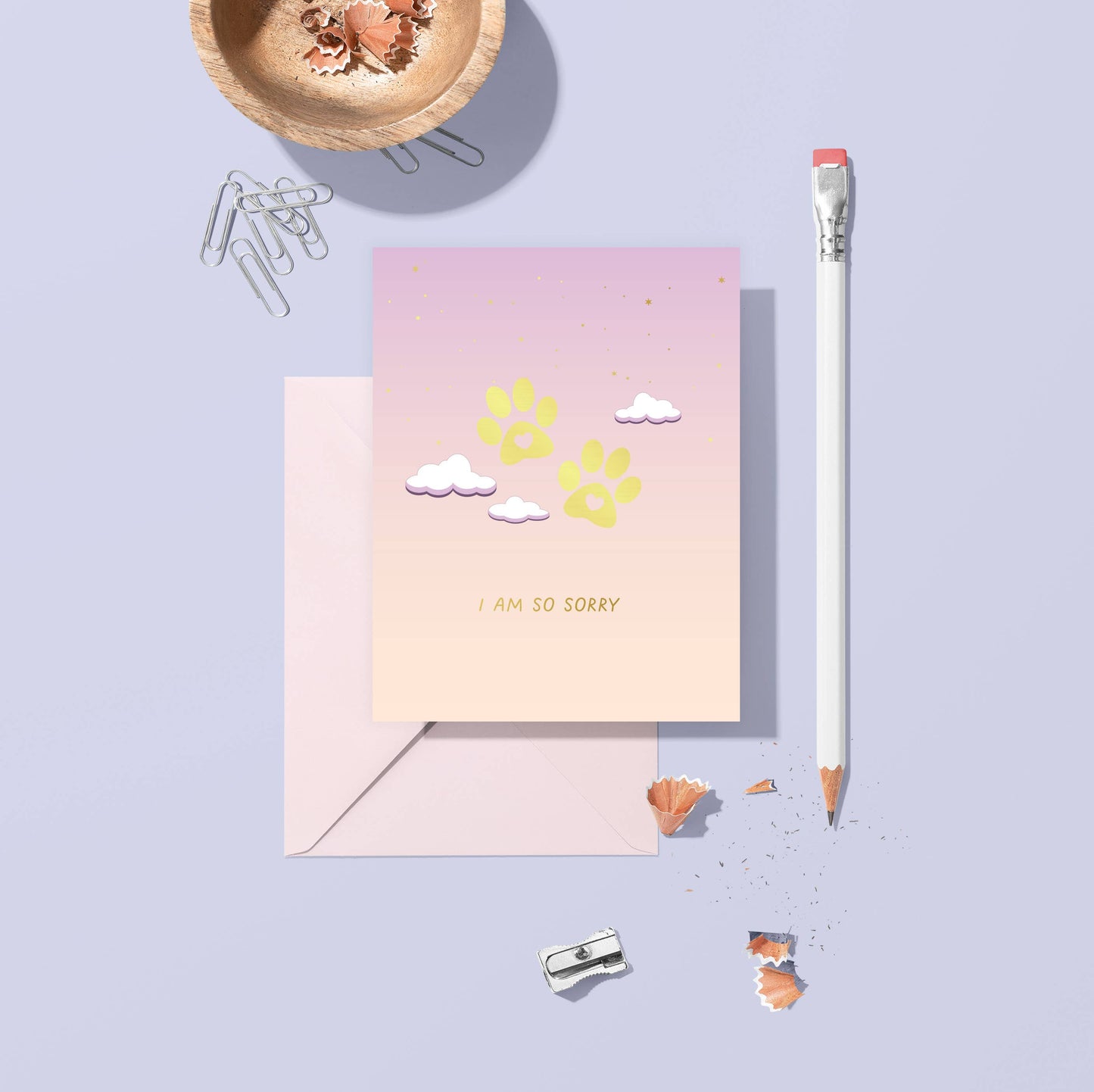 Sublime & Co. - Gold Foil I'm So Sorry Paw Prints Sympathy Card