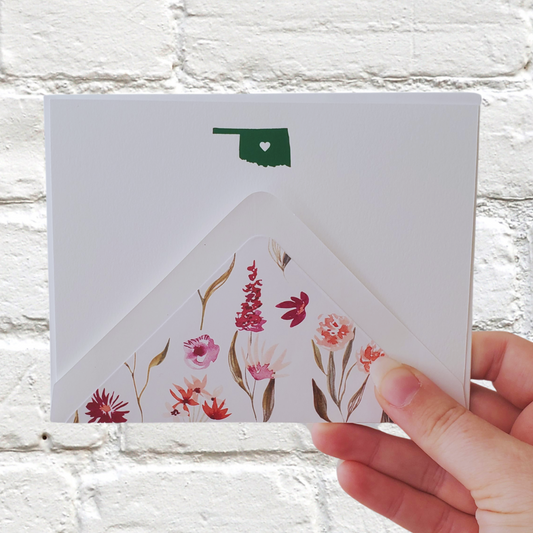 Oklahoma Green Foil Flat Notecard Set