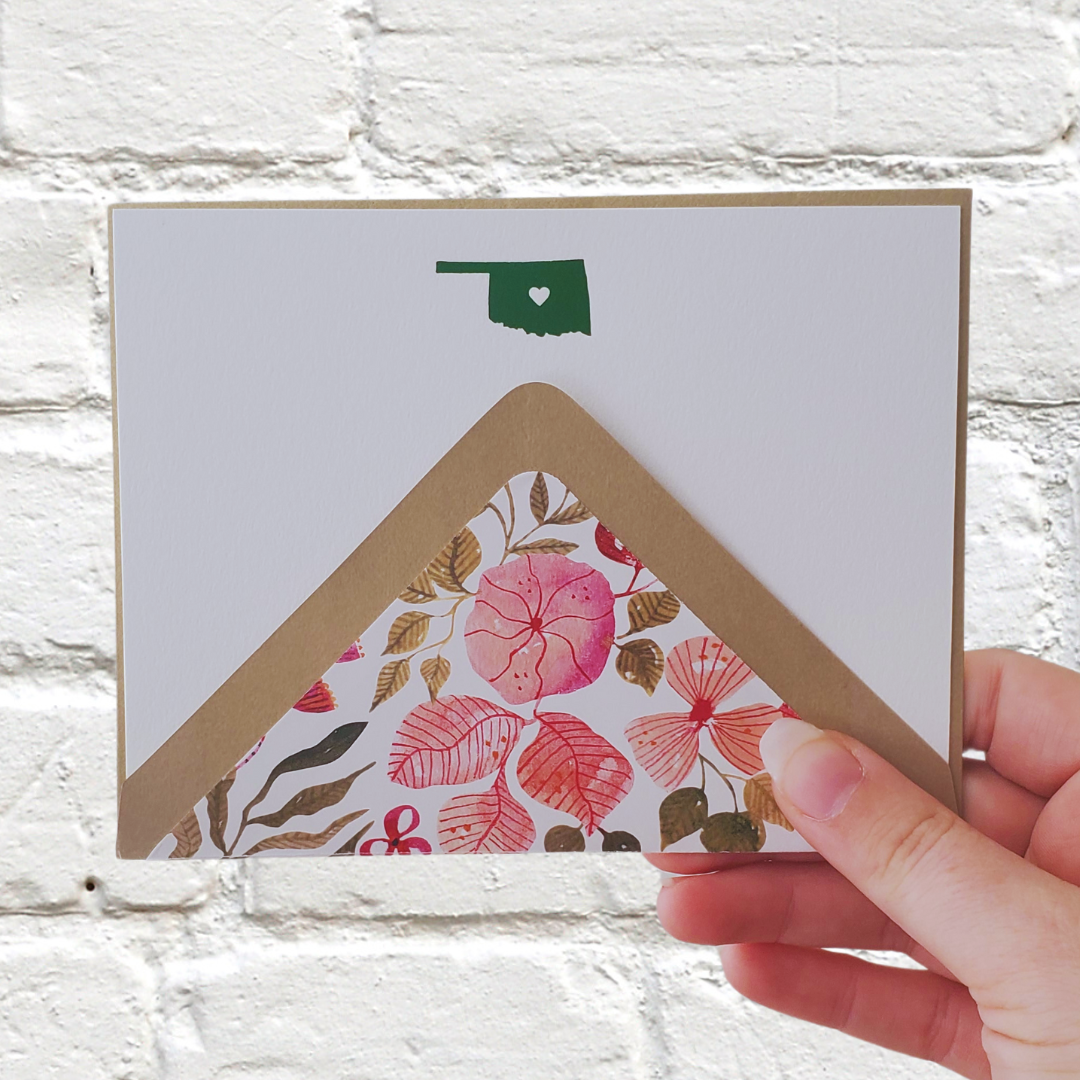 Oklahoma Green Foil Flat Notecard Set