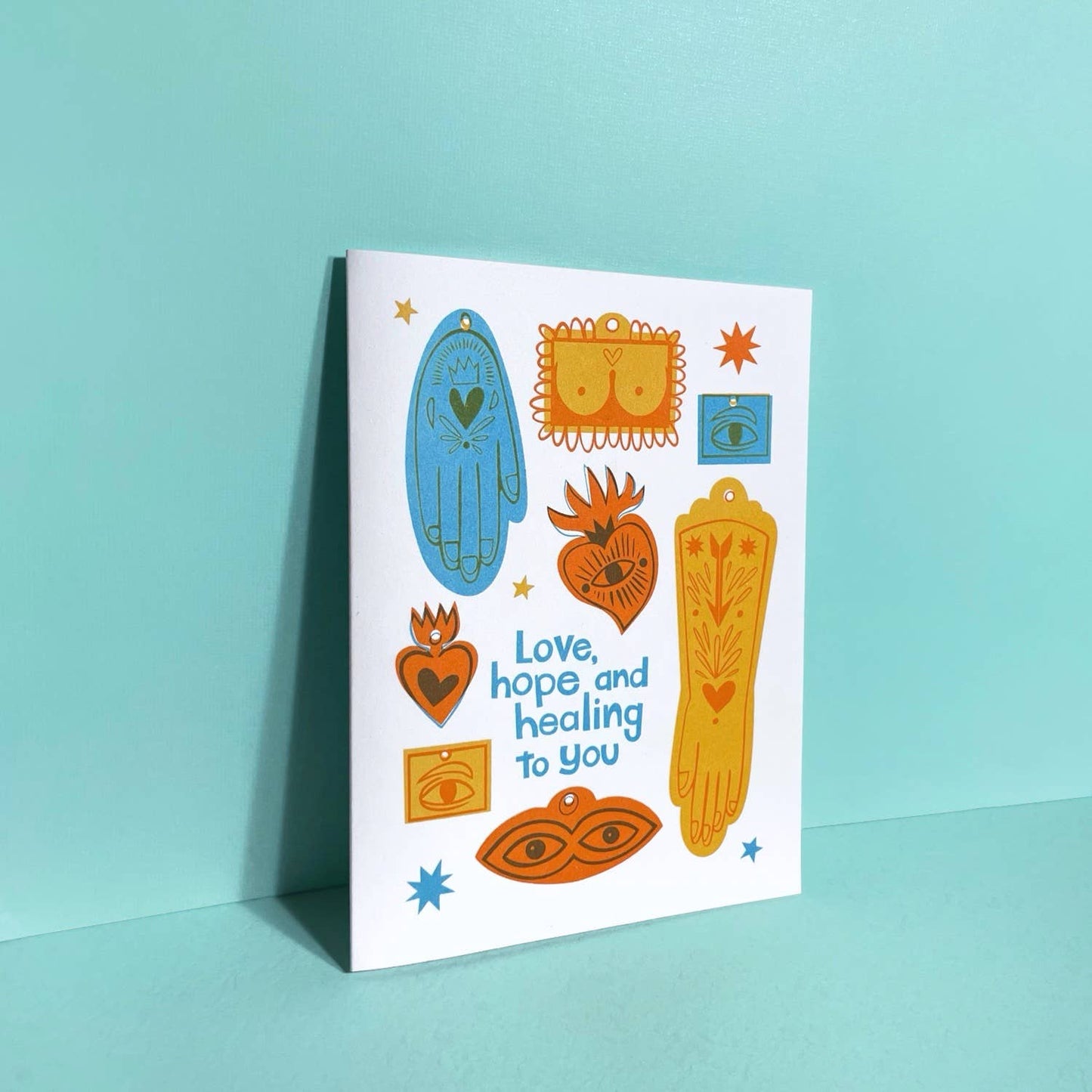 Pier Six Press - Hope and Healing Ex Voto - Get Well Risograph Greeting Card