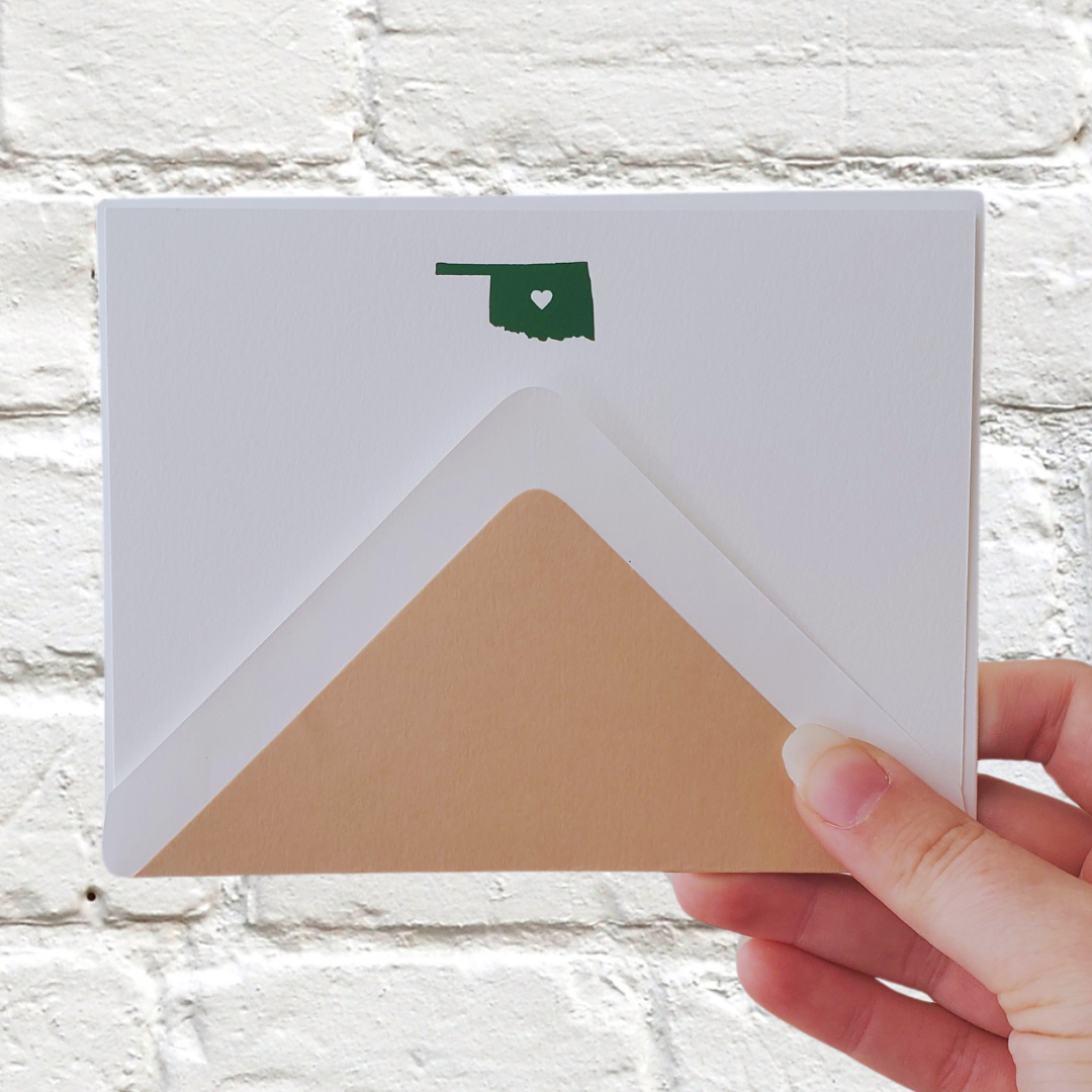 Oklahoma Green Foil Flat Notecard Set
