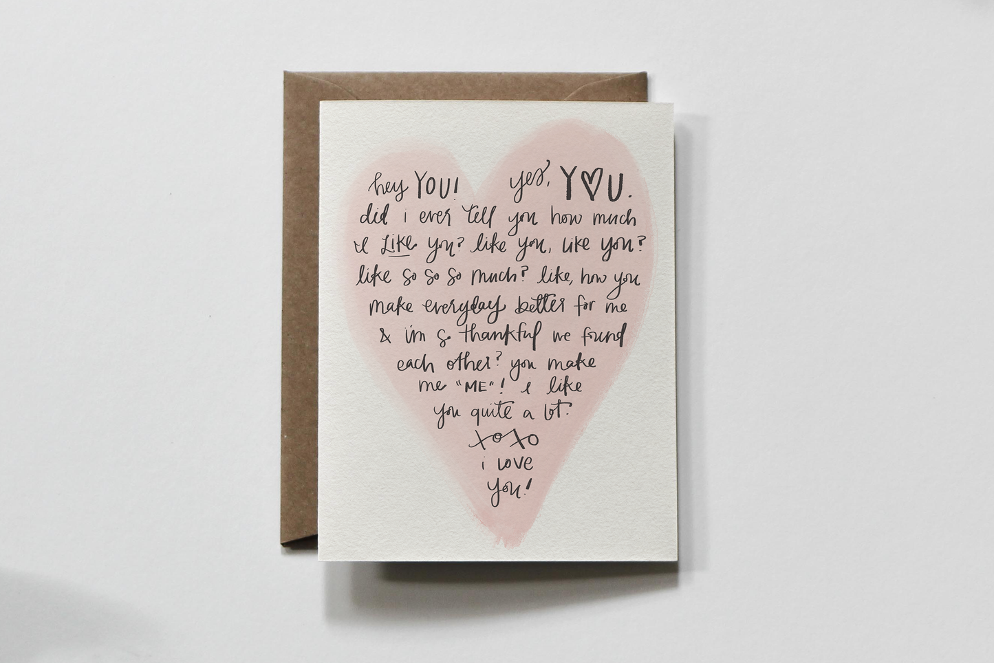 Hey Love | I Love You Heart Valentine's Day Greeting Card