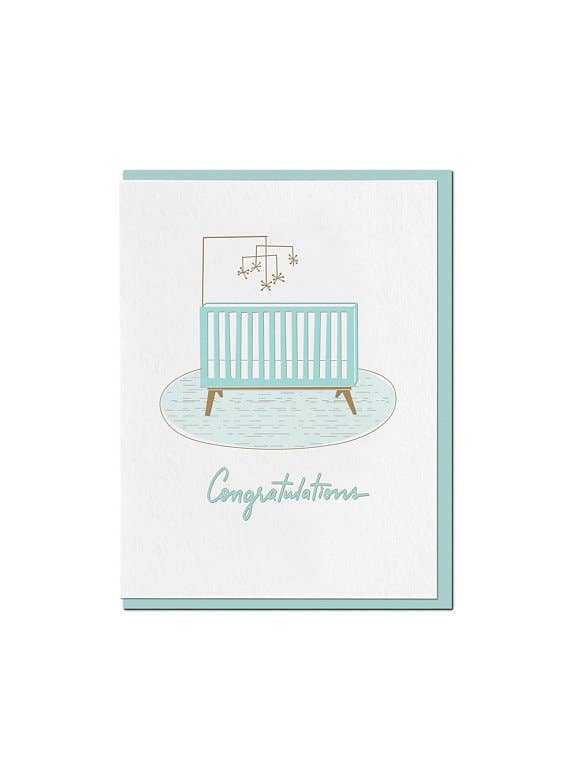 Mid Century Crib - Baby Greeting Card