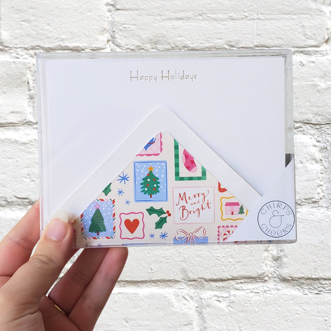 Holiday Whimsy - Foil Flat Notecard Set
