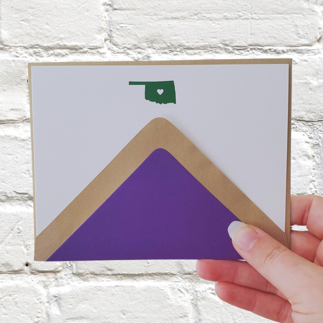 Oklahoma Green Foil Flat Notecard Set