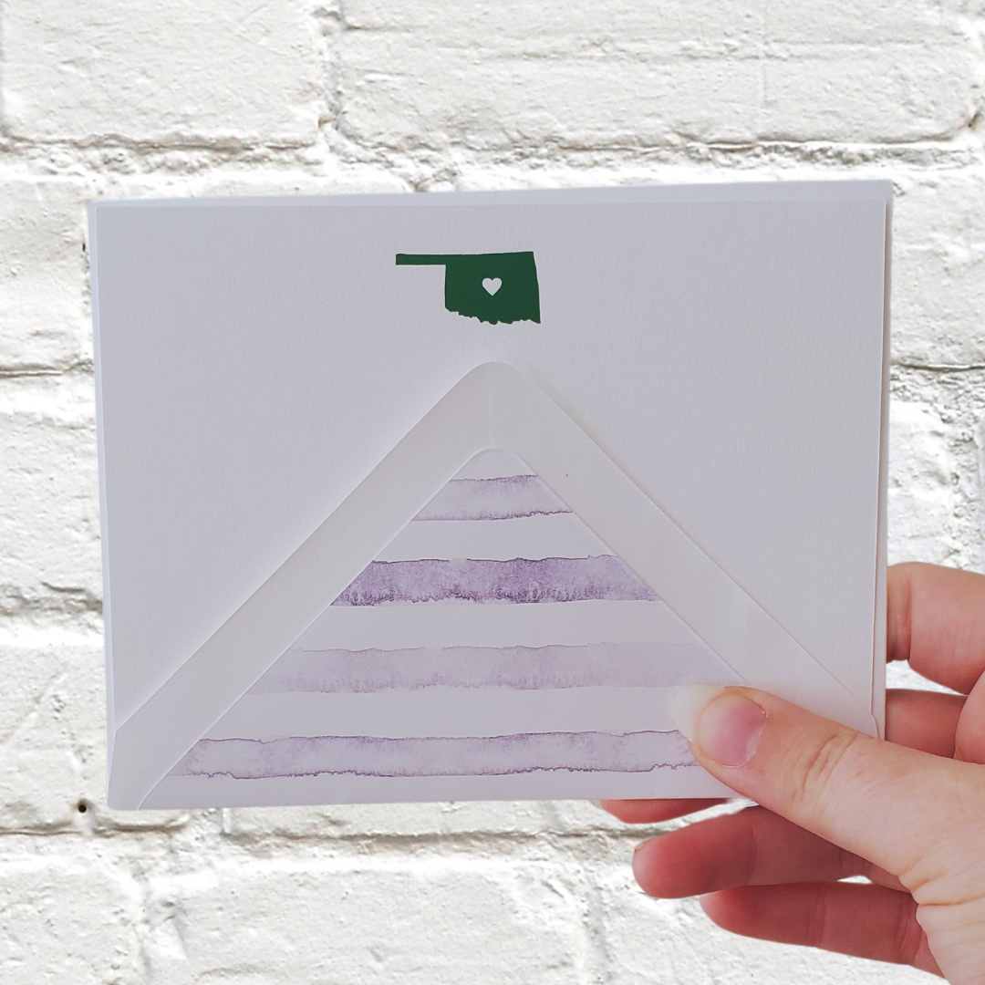 Oklahoma Green Foil Flat Notecard Set