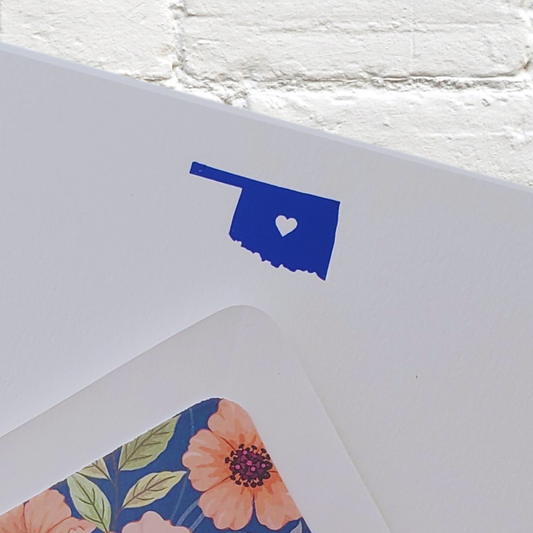 Oklahoma Blue Foil Flat Notecard Set