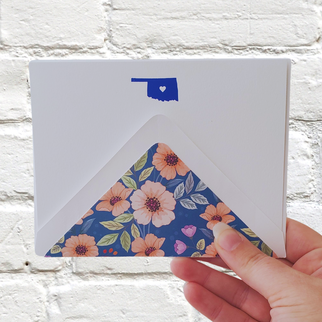 Oklahoma Blue Foil Flat Notecard Set