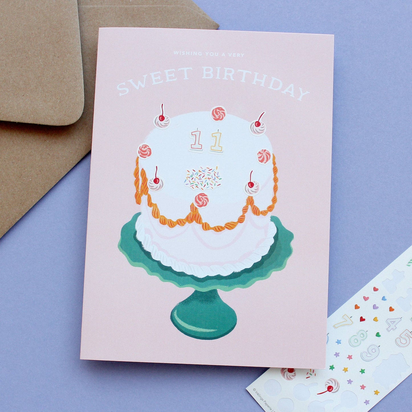 Inklings Paperie - Sticker Scene Card - Decorate a Cake