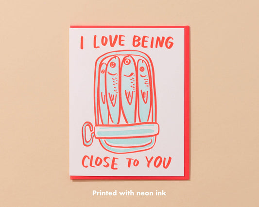 And Here We Are - Sardine Love Letterpress Card - Foodie Grocery Spring Easter