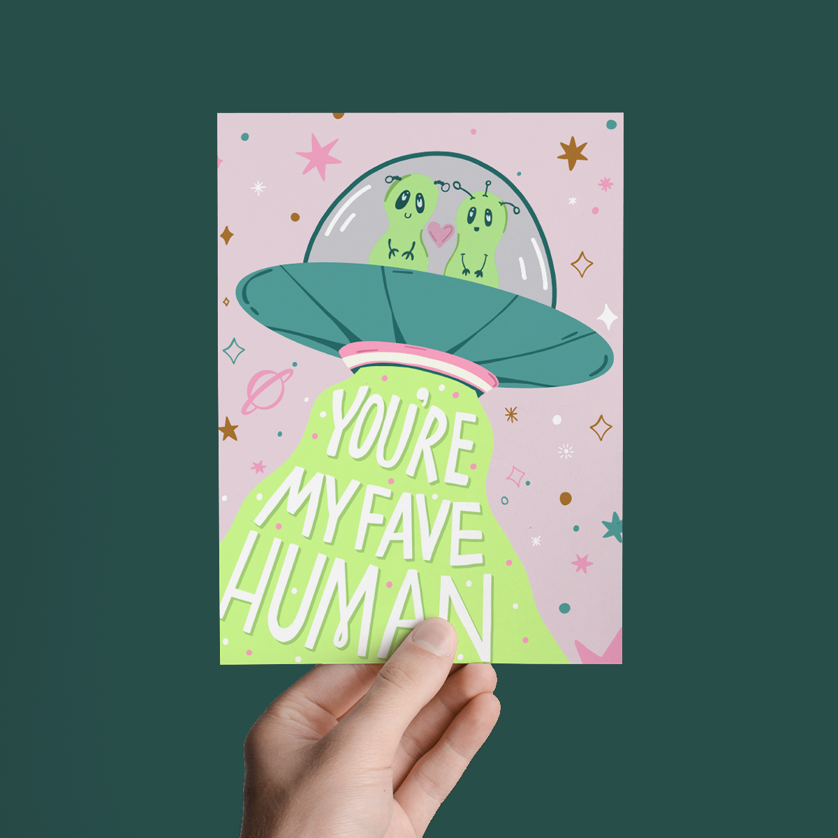 You're My Favorite Human Valentine's Day Alien Greeting Card