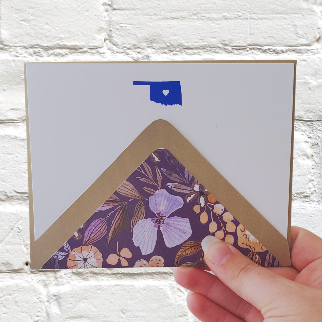 Oklahoma Blue Foil Flat Notecard Set
