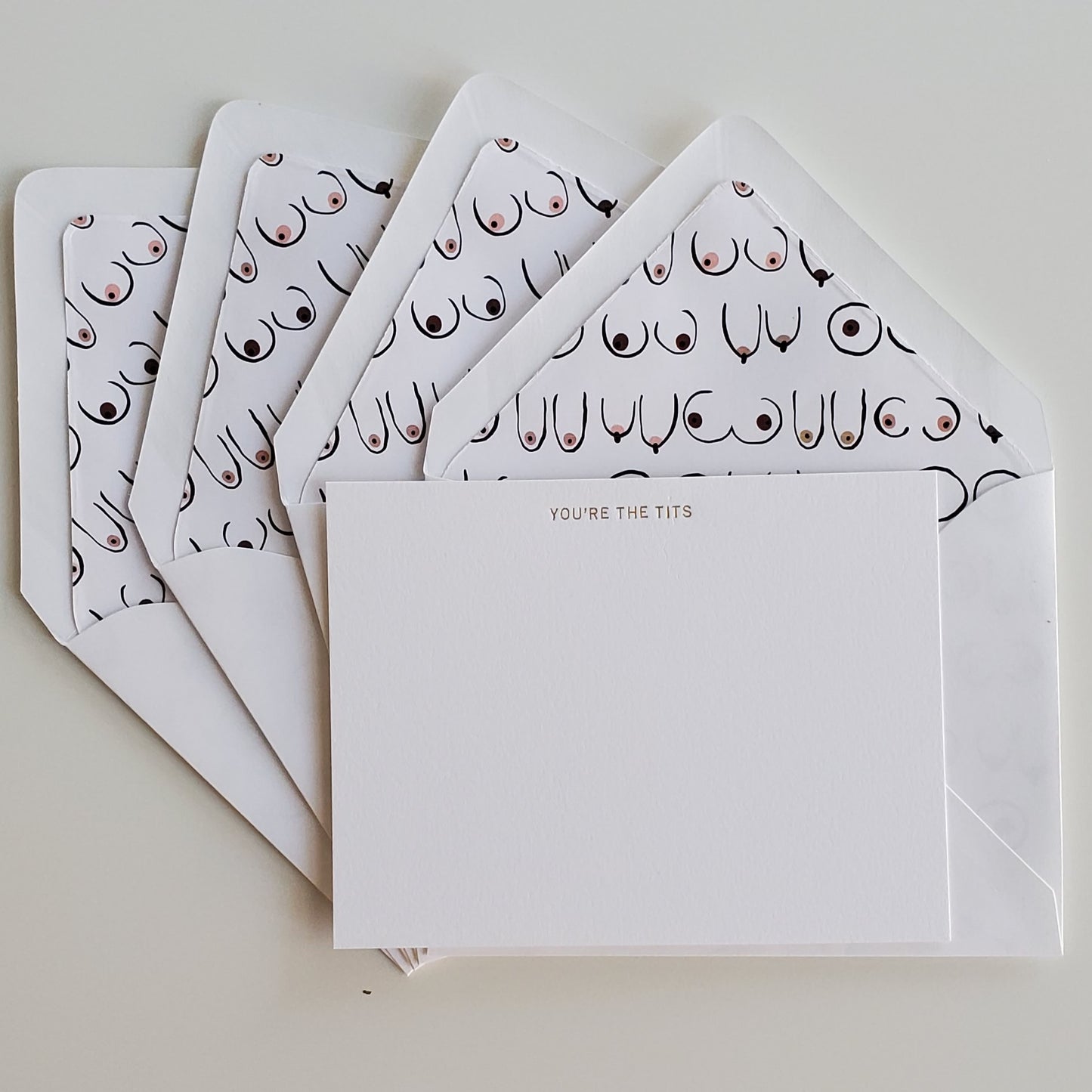 You're The Tits - Gold Foil Flat Notecard Set