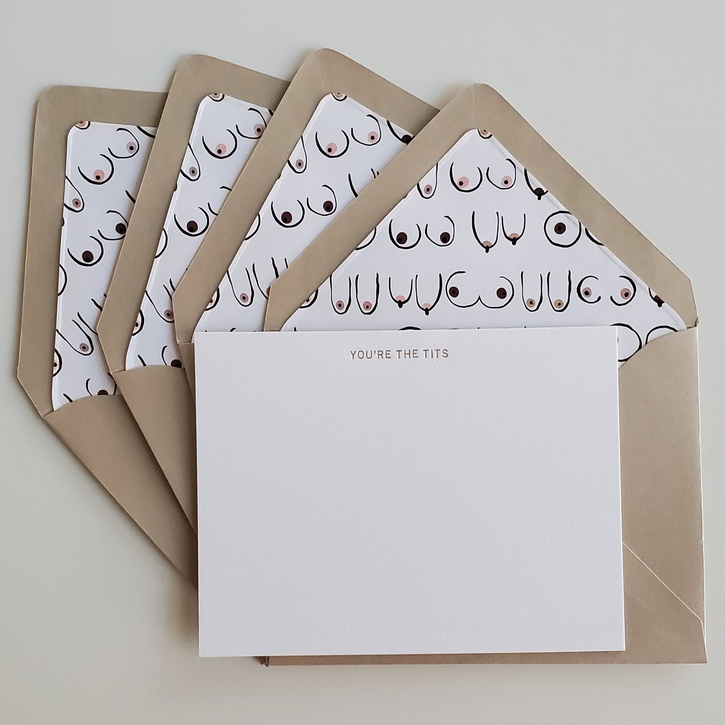 You're The Tits - Gold Foil Flat Notecard Set