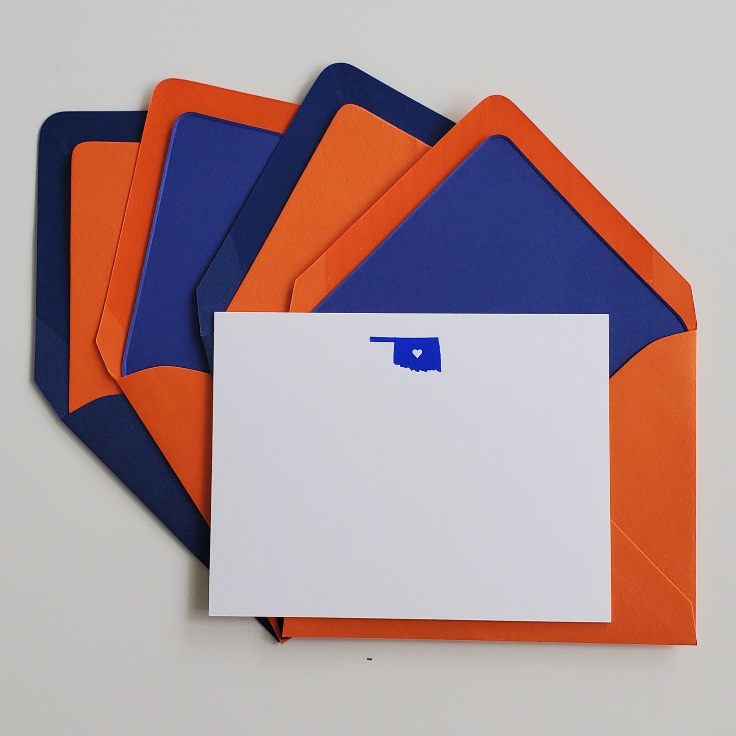 Oklahoma Blue & Orange Foil Flat Notecard Set