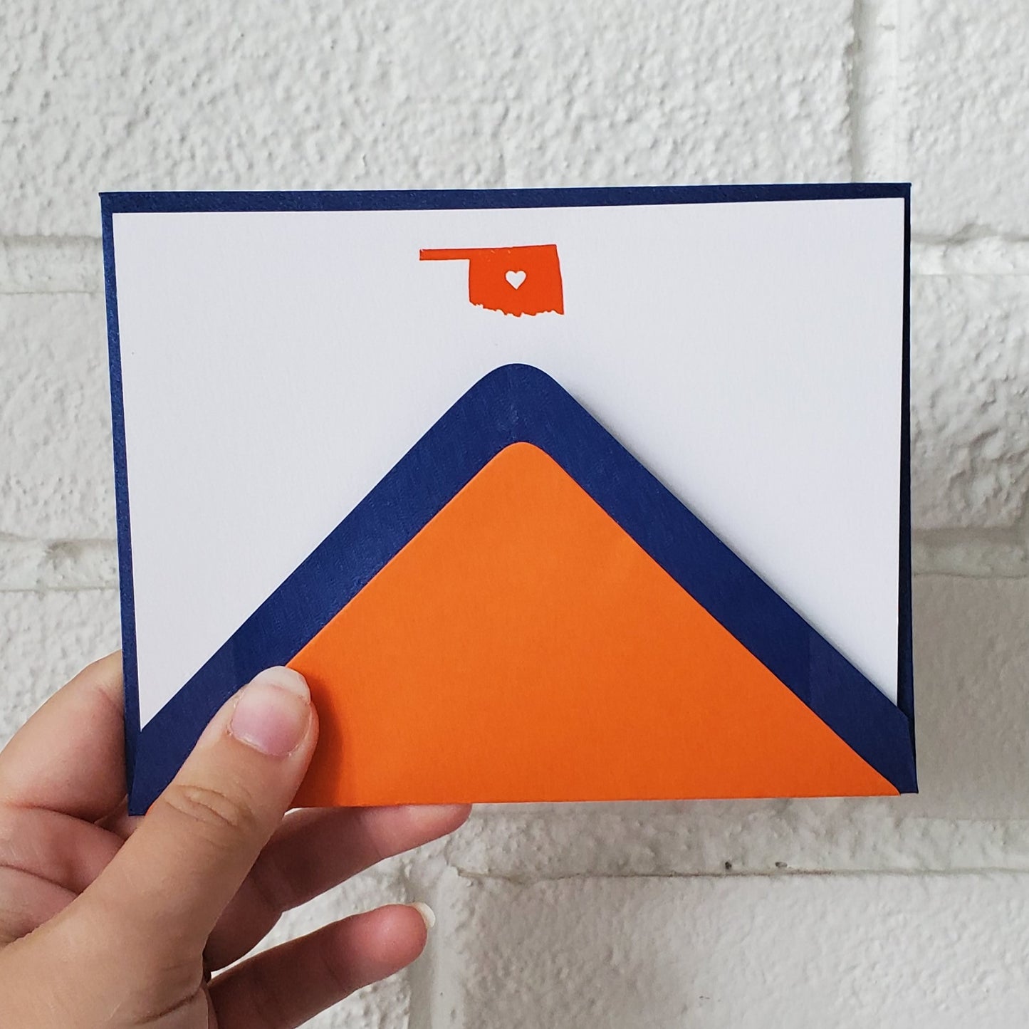 Oklahoma Blue & Orange Foil Flat Notecard Set
