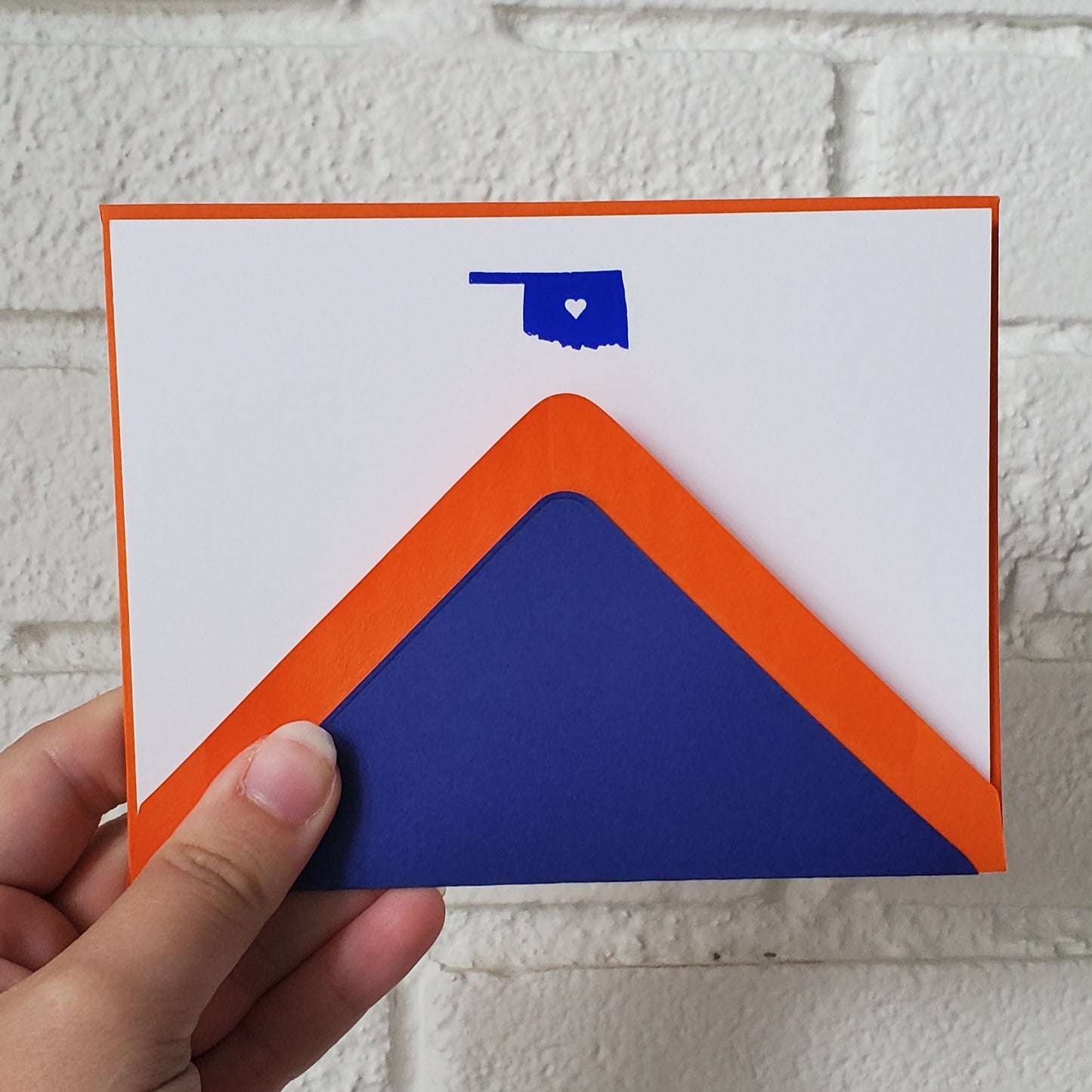 Oklahoma Blue & Orange Foil Flat Notecard Set