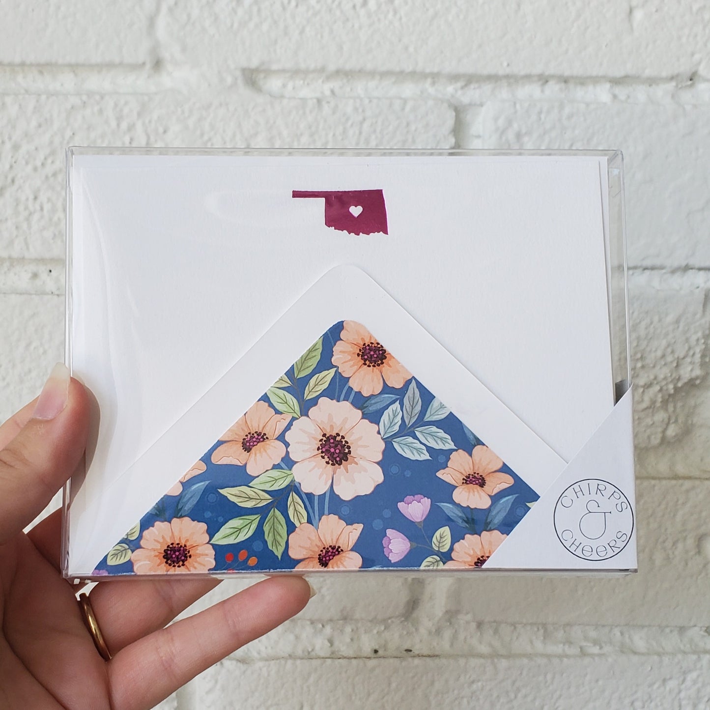 Oklahoma Hot Pink Foil Flat Notecard Set