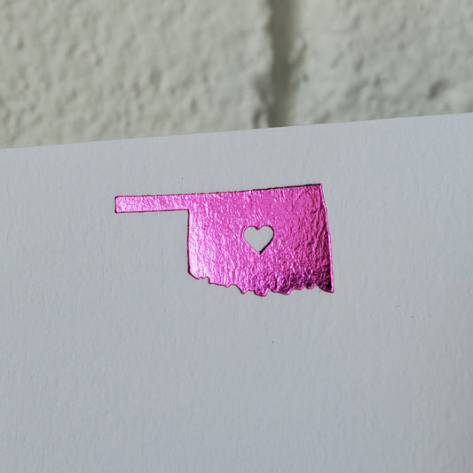 Oklahoma Hot Pink Foil Flat Notecard Set