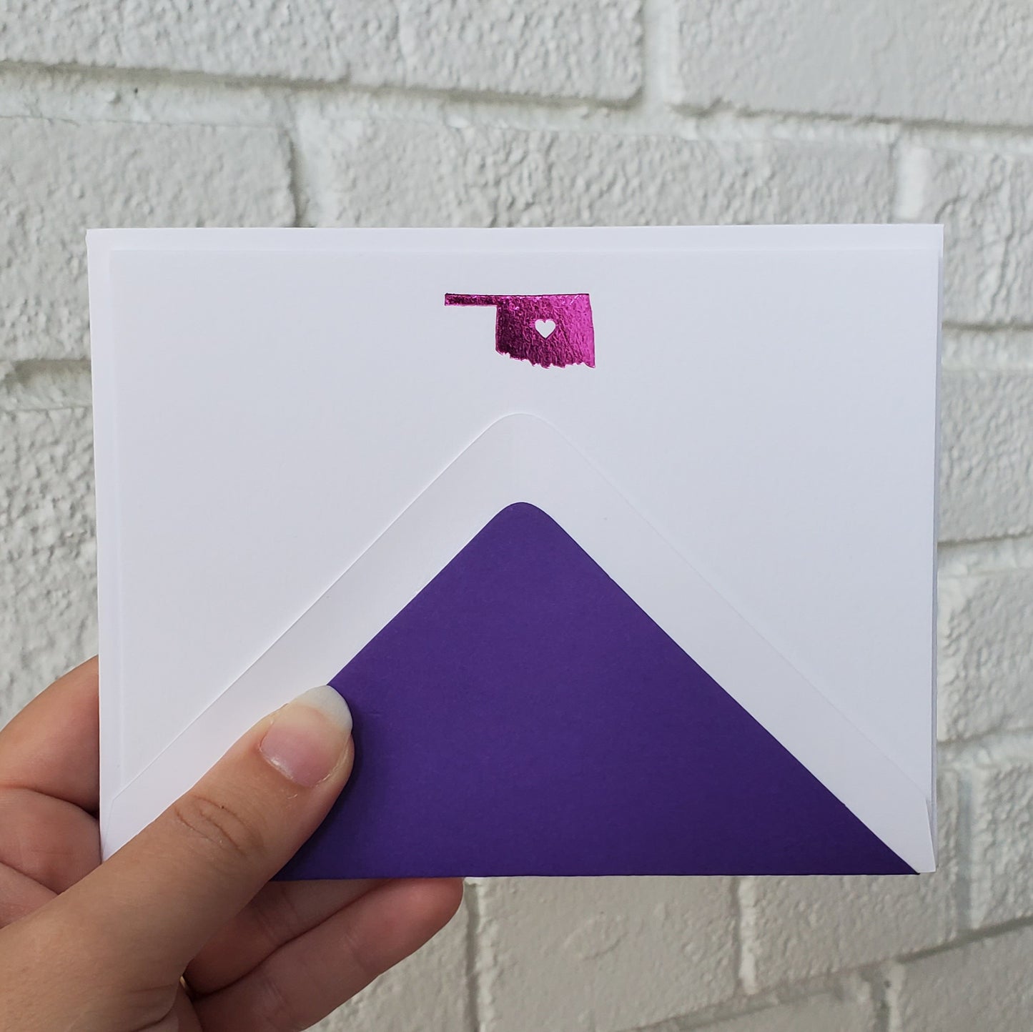 Oklahoma Hot Pink Foil Flat Notecard Set
