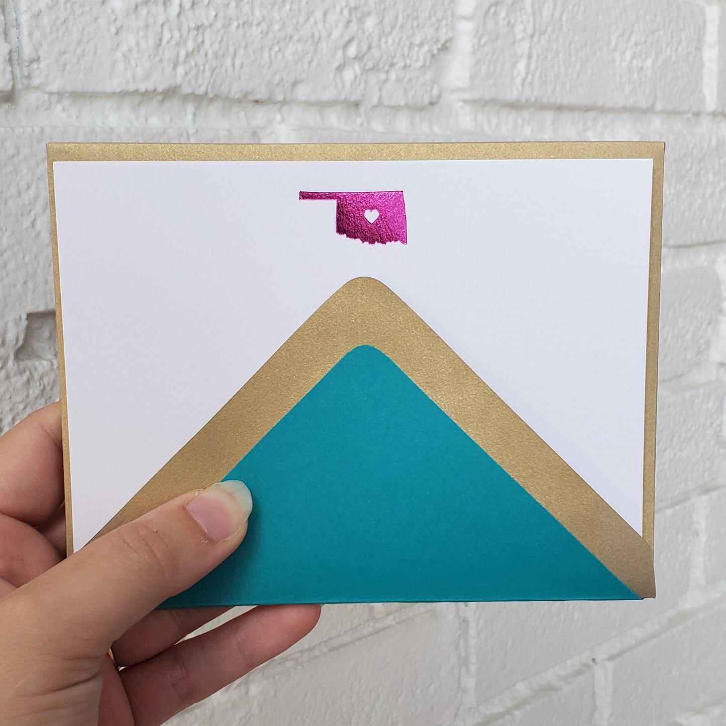 Oklahoma Hot Pink Foil Flat Notecard Set