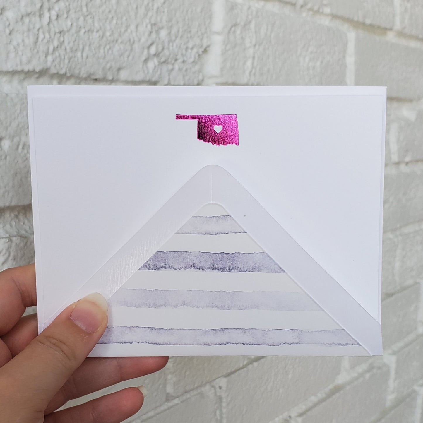 Oklahoma Hot Pink Foil Flat Notecard Set