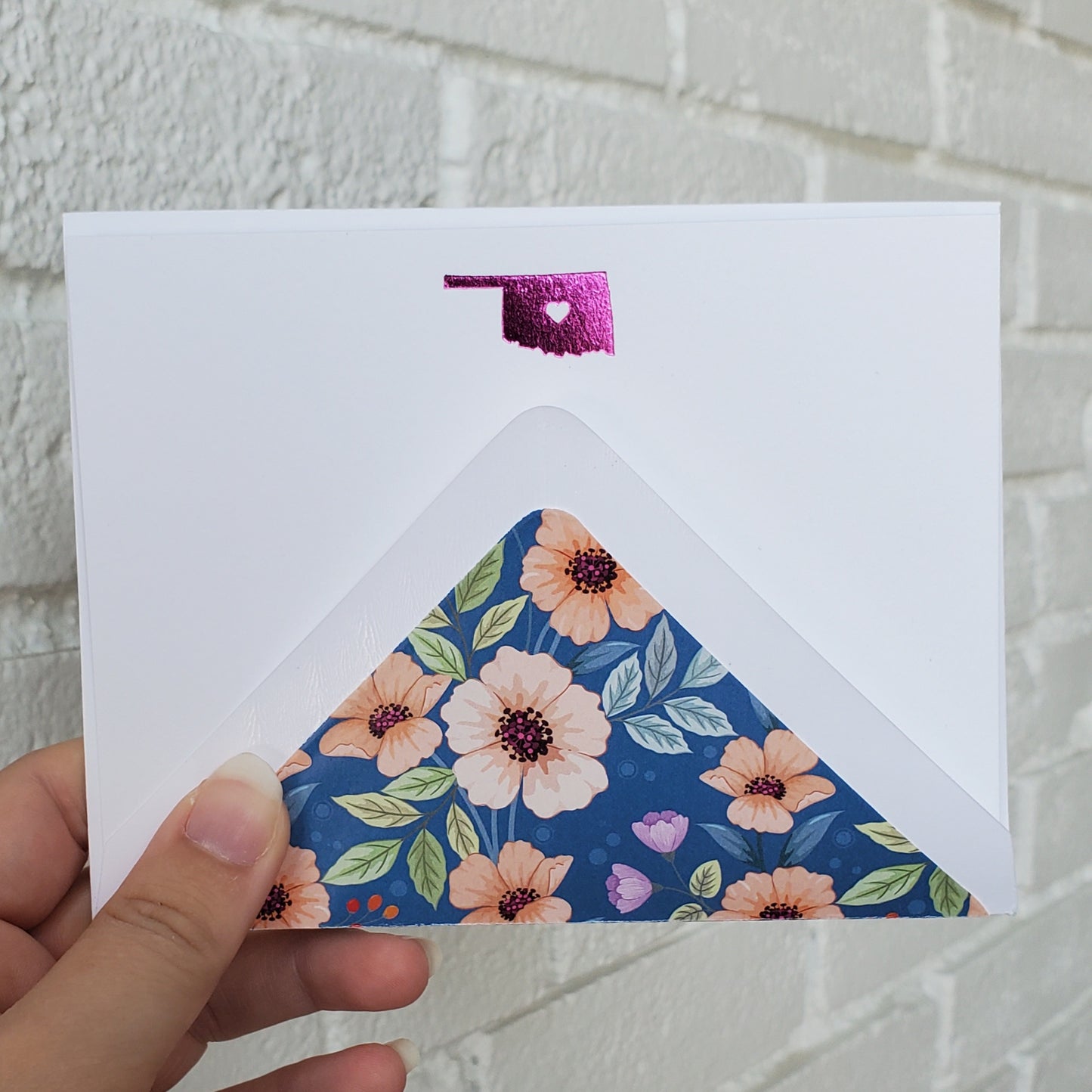 Oklahoma Hot Pink Foil Flat Notecard Set