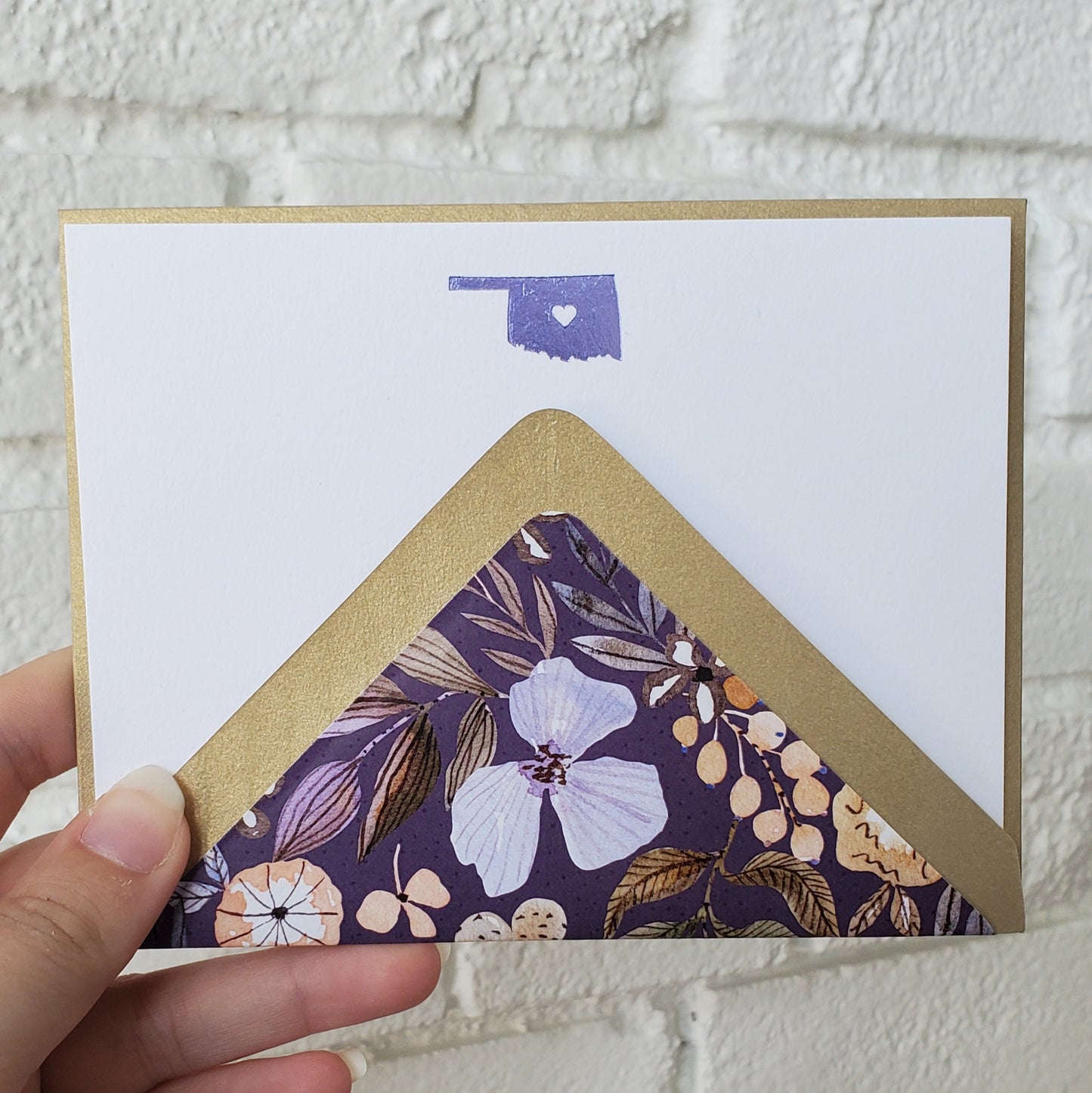 Oklahoma Lilac Foil Flat Notecard Set