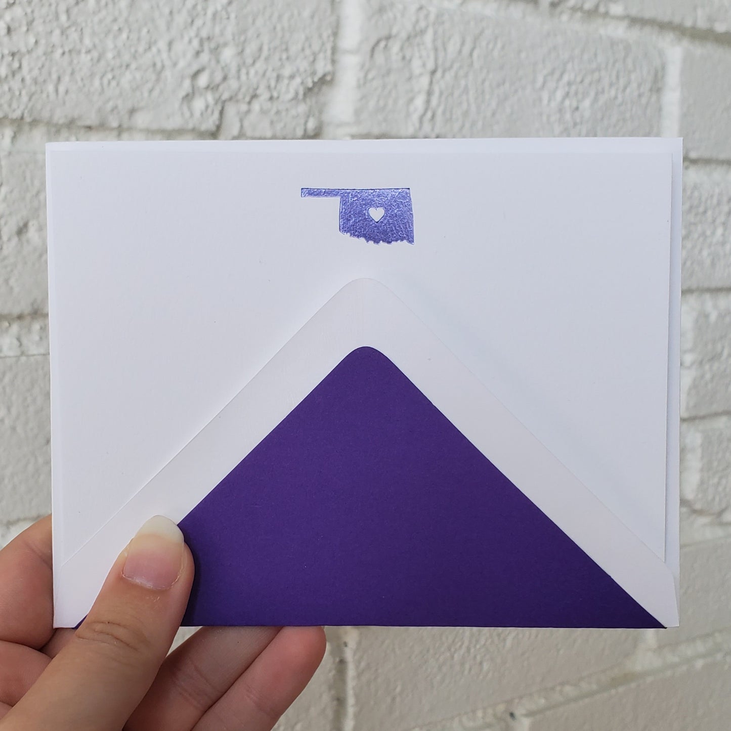 Oklahoma Lilac Foil Flat Notecard Set