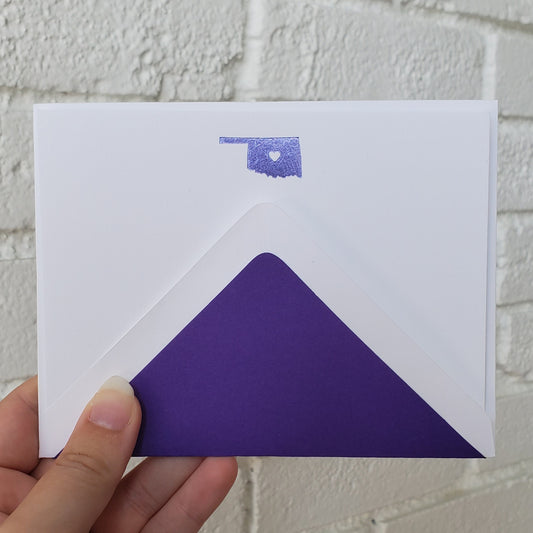 Oklahoma Lilac Foil Flat Notecard Set