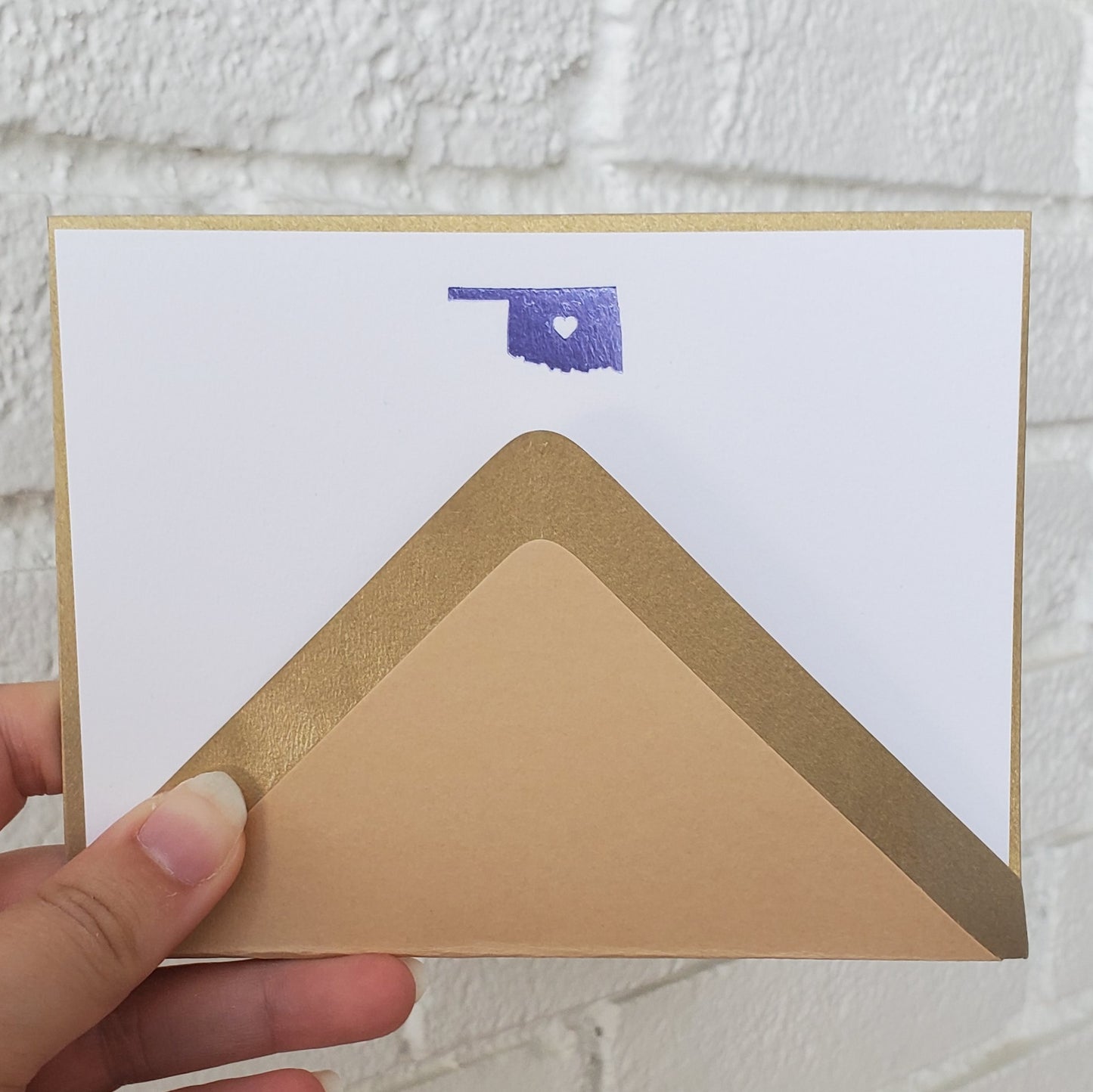 Oklahoma Lilac Foil Flat Notecard Set