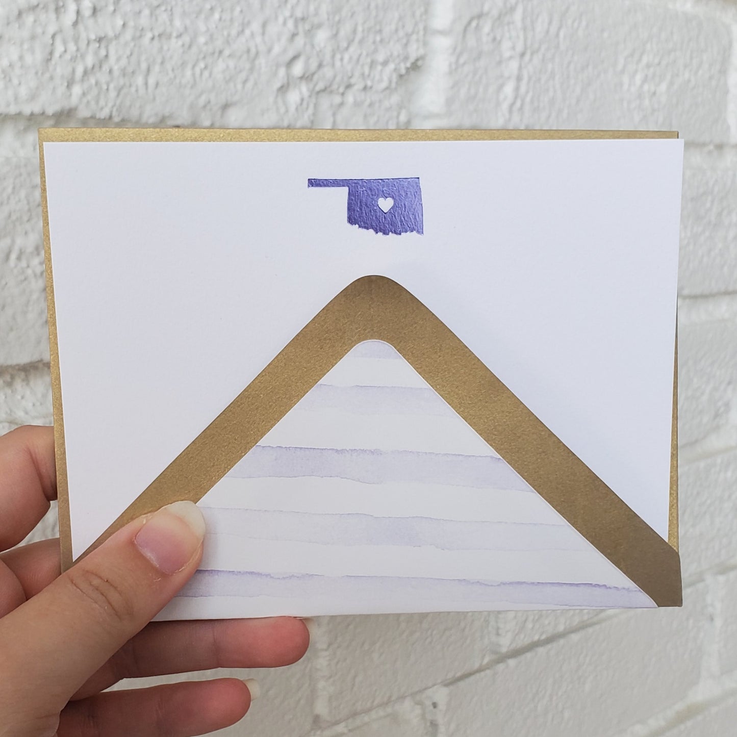Oklahoma Lilac Foil Flat Notecard Set