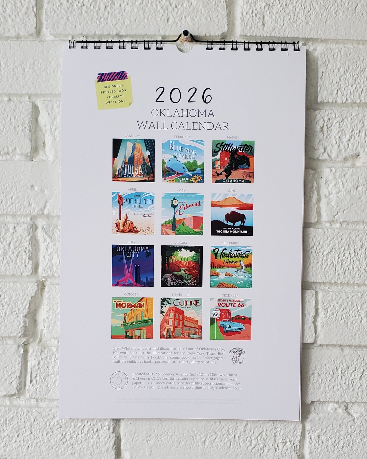 2026 Oklahoma Wall Calendar