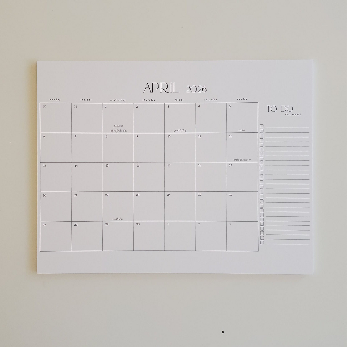 2026 MINI Monthly Desk Pad Calendar