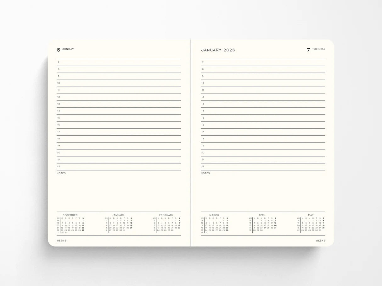 Daily Lined Planner - Hardcover (A5) - 2026