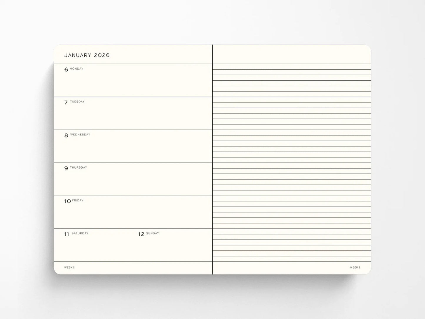 Weekly Planner & Lined Notebook - Hardcover (A5) - 2026