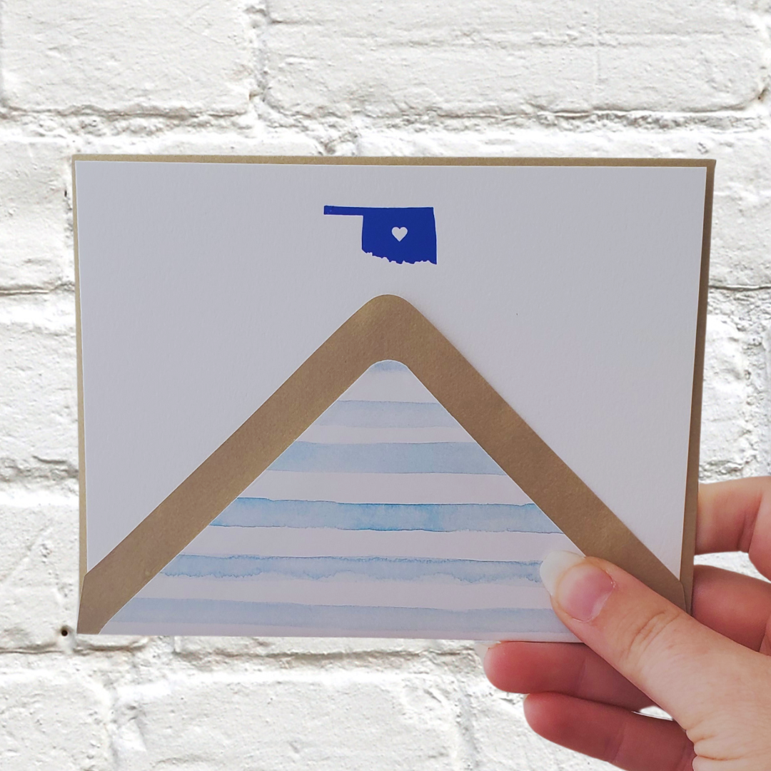 Oklahoma Blue Foil Flat Notecard Set