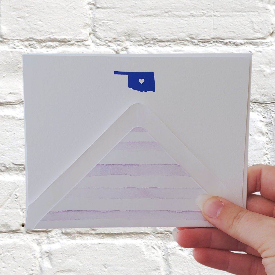 Oklahoma Blue Foil Flat Notecard Set