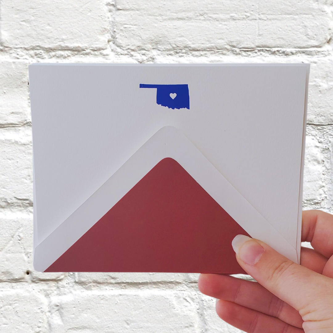 Oklahoma Blue Foil Flat Notecard Set
