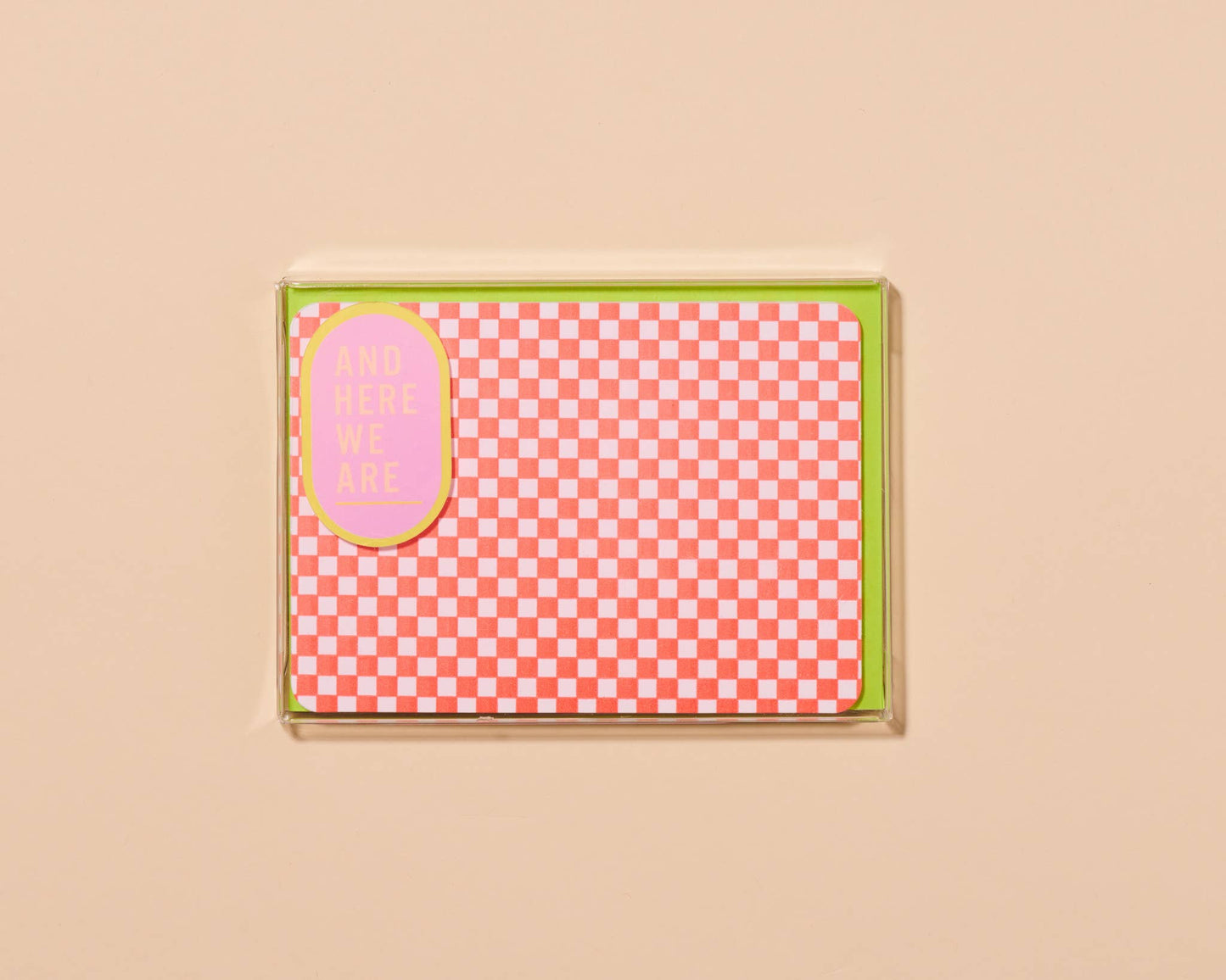 And Here We Are - Small Check Notecard Set of 8 - y2k checkerboard pattern