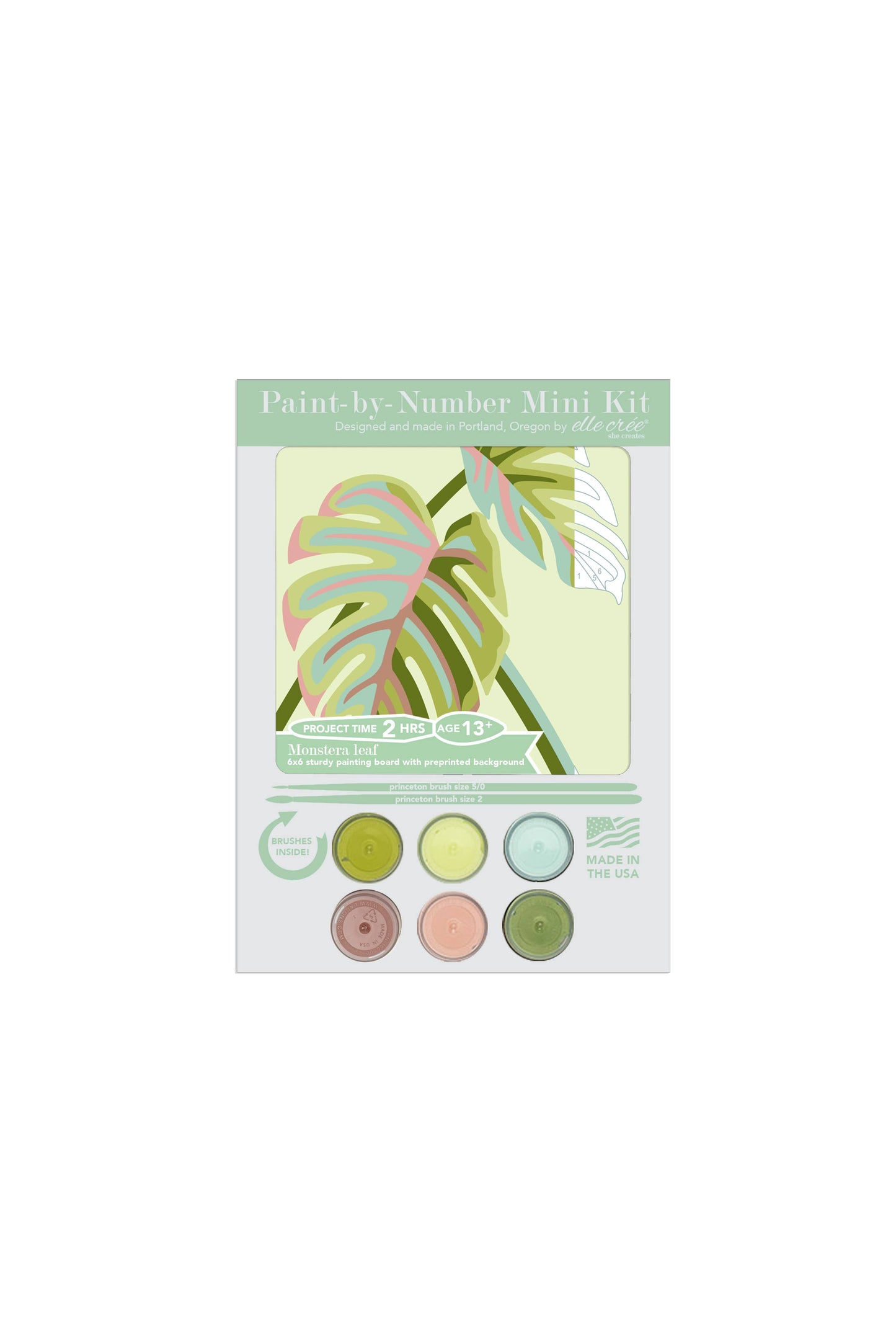 Elle Crée (She Creates) - Monstera Leaves MINI Paint-by-Number Kit