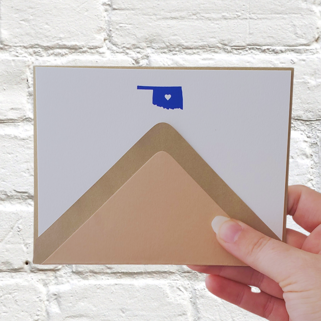 Oklahoma Blue Foil Flat Notecard Set