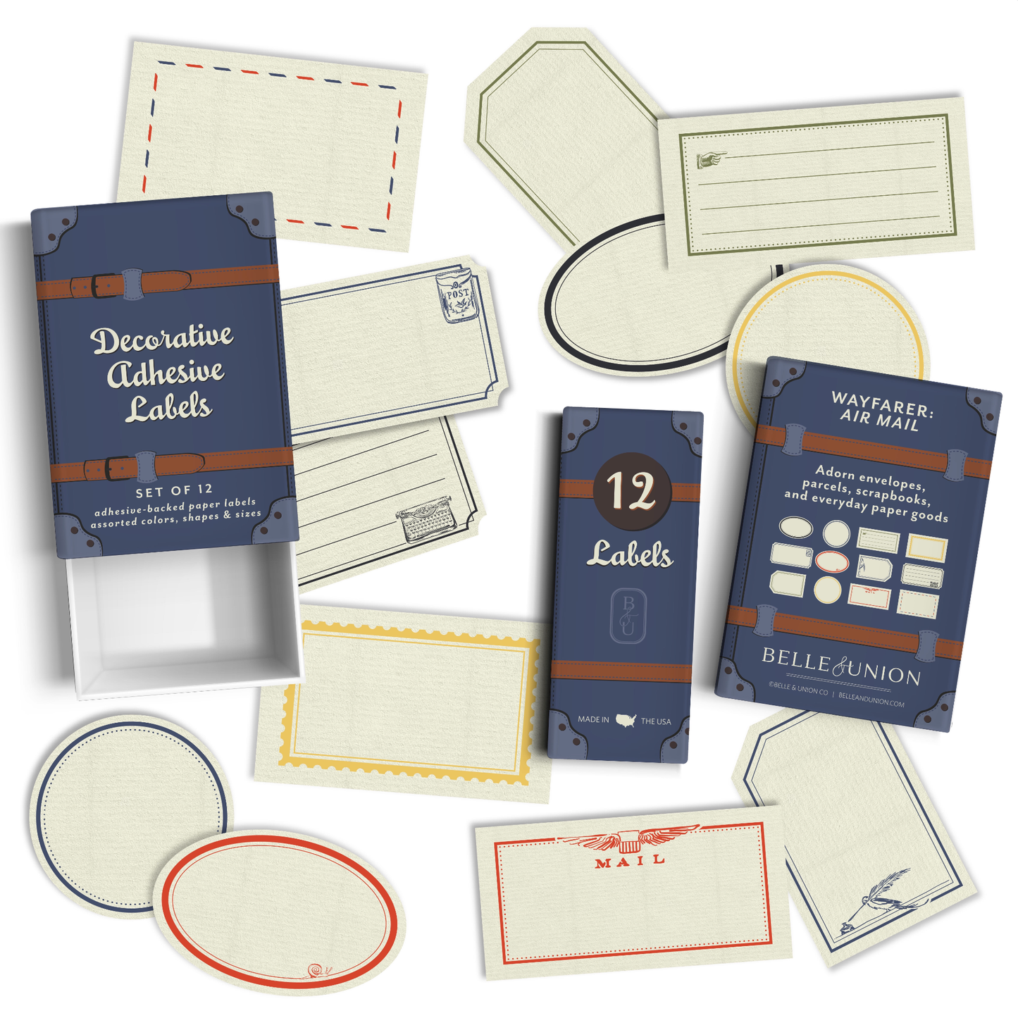 Belle & Union - Wayfarer Paper Label Stickers, Air Mail