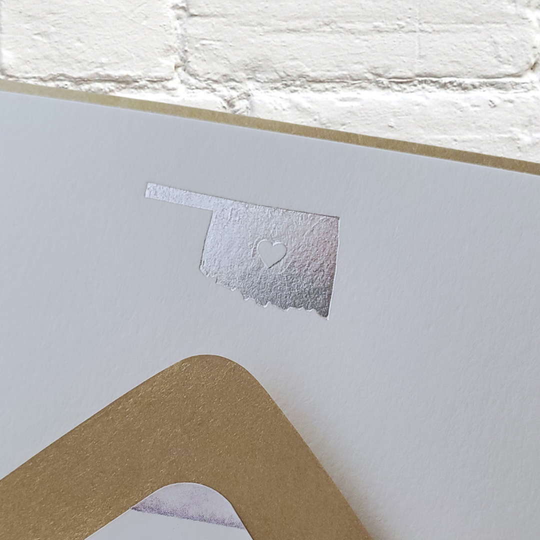 Oklahoma Silver Foil Flat Notecard Set
